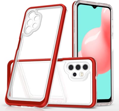 Hoesje Geschikt Voor Samsung Galaxy A32 5G hoesje Transparant backcover met bumper case – Rood – oTronica