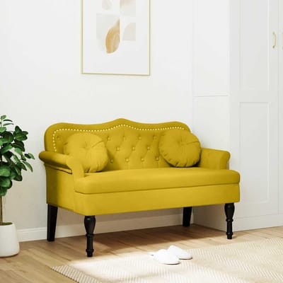 vidaXL - Bankje - met - kussens - 120,5x65x75 - cm - fluweel - geel