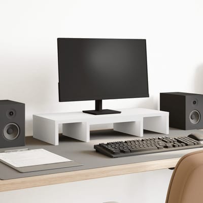 vidaXL - Monitorstandaard - verstelbaar - 60x24x10,5 - cm - bewerkt - hout - wit