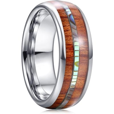 Mode 8mm Zwarte Roestvrijstalen Ring voor Mannen Kleurrijke Parelmoer Inleg Afgeschuinde Randen Titanium Ring Heren Trouwring 7