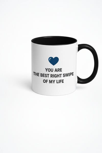 Romantische Mok "Jij bent de Beste Right Swipe van Mijn Leven" - Uniek Liefdescadeau met Hartje