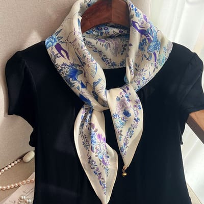 Magnetische sluiting doekjes - 70cm - katoen-linnen halsdoekjes - comfortabele nekwarmer - elegant en veelzijdig te combineren - ook te gebruiken als blouse, sjaal of decoratieve accessoire -Katoen Handdoek - Vogelblauw