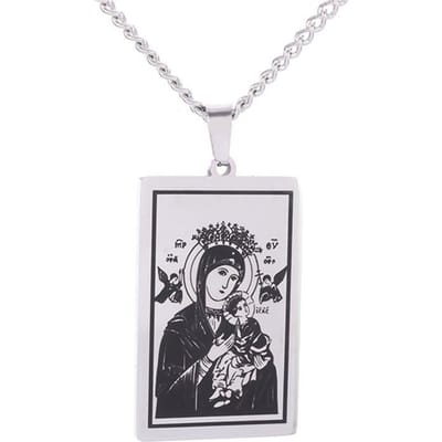 Klassiek Mode Maagd Maria Vierkante Hanger Religieuze Sieraden Dames Franse Marie Madonna Ketting white