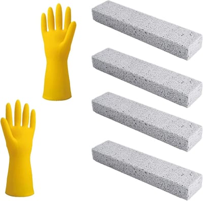 Set van 5 Pumice Stones voor Milieuvriendelijk Schoonmaken van Toiletten en Grills, Herbruikbare Schoonmaakblokken met Handschoenen