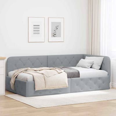 vidaXL - Hoek - Bed - Frame - Lichtgrijs - 90 - x - 200 - cm - Stof