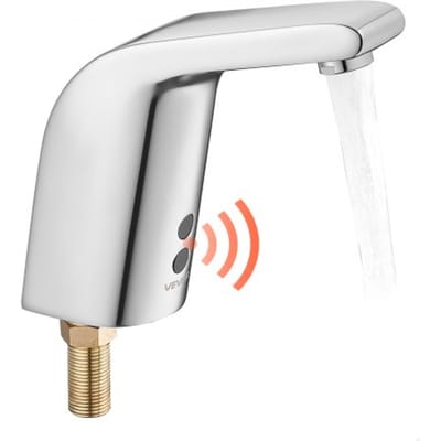 VEVOR Aanraakloze wastafelkraan (verchroomd zilver) Automatische badkamerwastafelkraan Toiletkraan voor koud water met één gat Batterijgevoede kraan Sensorkraan