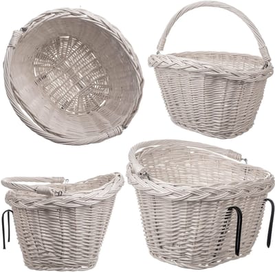 Darnis rieten fietsmand 35 x 27 cm wit