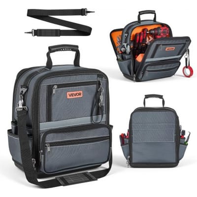VEVOR Gereedschapstas 33,5x23x39cm, Opbergtas met 24 Binnen- en 10 Buitenvakken, Waterdichte Polyester Gereedschapsorganizer met Schouderriem en Ritssluiting, Gereedschapstas voor Vakmensen
