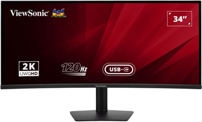 ViewSonic VA3420C - 34” UWQHD - 3440x1440 - Gebogen 1900R - IPS - 120Hz - 1ms - USB-C 100W - 2x HDMI - 1x DisplayPort - Zwart