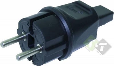 Stekker Prikkabel zwart, 230 Volt, 16 Ampere, 5x13mm