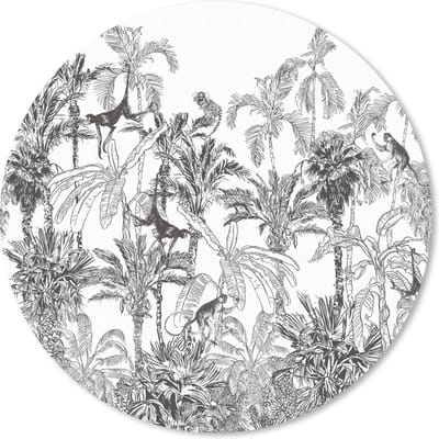 Muismat rond 20x20 cm - Mousepad Jungle - Dieren - Zwart - Wit - Ronde muismatten