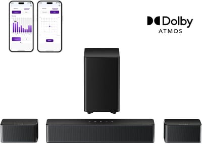 ULTIMEA Poseidon M4T - 5.1 Systeem met Dolby Atmos, Draadloze Subwoofer, App Bediening, Soundbar Zwart