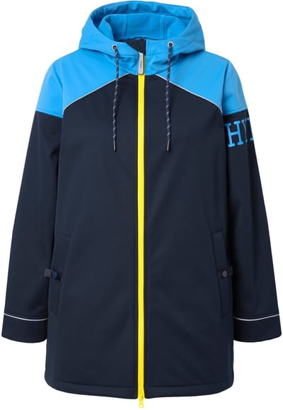 Ulla Popken - Dames - Lange softshell-jas waterafstotend 2-weg rits - Marine - Maat 42+