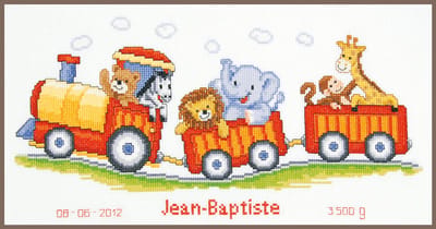 Vervaco - Telpakket kit - Geboorte - Safaritreintje - PN-0145025 - Borduren - Borduurpakket - Borduurpakket geboorte - Borduurpakket volwassenen