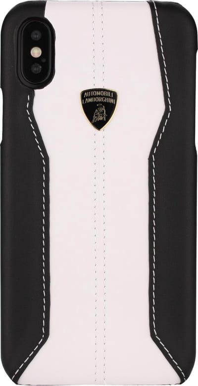 Wit hoesje van Lamborghini - Backcover - D1 Serie - iPhone X-Xs - Genuine Leather - Echt leer