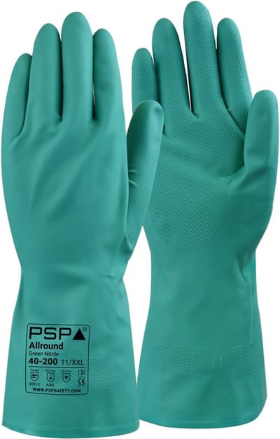 1x 12 paar - Werkhandschoenen PSP 40-200 Chemical / Allround Green Nitrile (per 12 paar), maat 07 / S