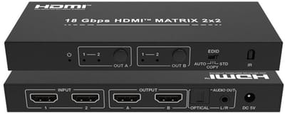 DVDO 4K 2×2 HDMI-matrixswitcher met audio-uitgangen en HDR