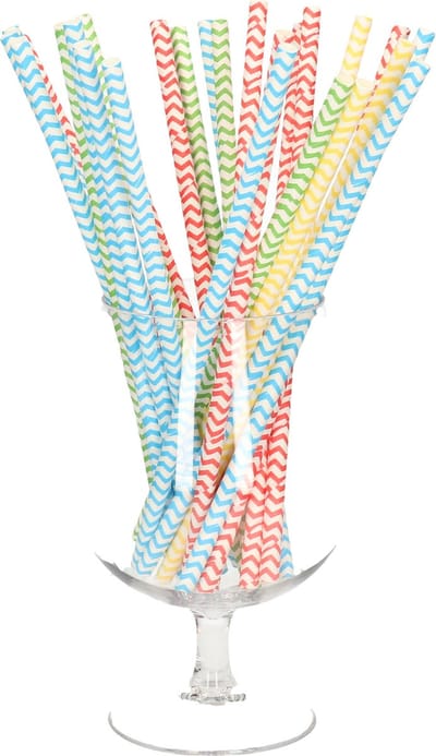 Duurzame papieren drinkrietjes gekleurd - 25x stuks - serie Pure