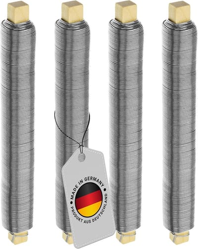 Verzinkte Bloemen- en Tuinendraad 0.65mm, 4x 35m op Houten Spoel – Flexibele Bindingdraad voor Planten, Bloemen en Kransen – Zilver