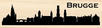 Houten skyline Brugge - Gebrand hout - Wanddecoratie / muurdecoratie - 37.5cm x 11.5cm x 12mm  - Populierenhout