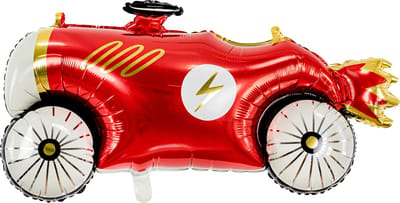 PARTYDECO - Rode raceauto folieballon 111 x 63 cm