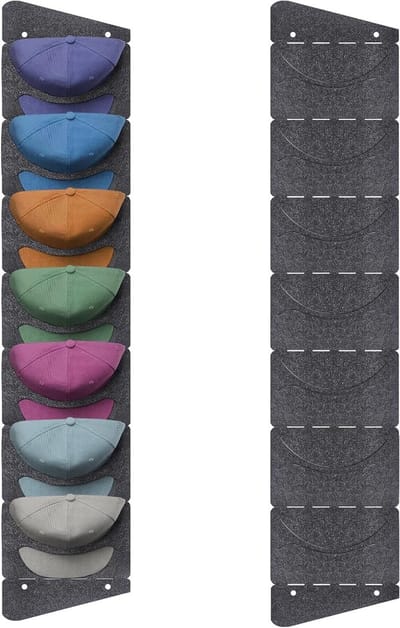 Praktische Baseball Cap Organizer met 7 Pocket Wandhouder en Opvouwbare Cap Houder voor Efficiënte Petopslag
