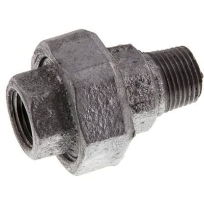 Rp 1/2'' x R 1/2'' F/M Verzinkt Gietijzeren Borstnippel 3-delig met Vlakke afdichting 25 Bar