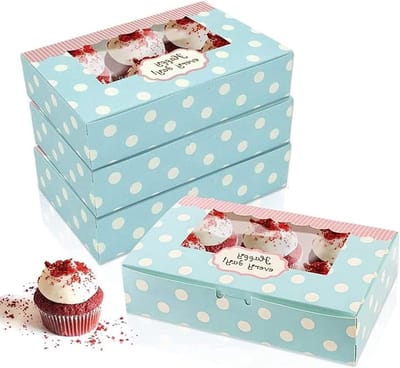 12 Stuks Taartdozen met Transparant Venster voor Gebak, Cupcakes en Koekjes - Ideaal voor Cadeaus en Feestjes (21.5 x 13.5 x 5)
