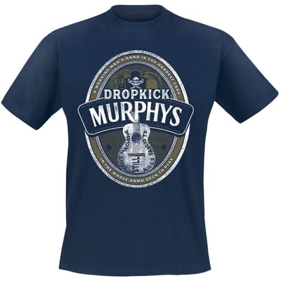Dropkick Murphys T-shirt - Beer Label - S tot XXL - voor Mannen - navy
