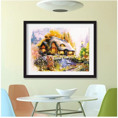 Diamant broderie maison de rêve bricolage diamant peinture strass collé plein rond foret point de croix 20X30CM gray