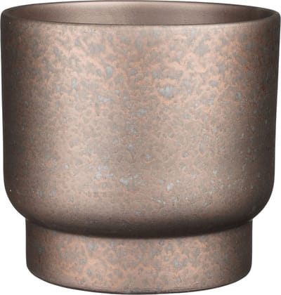 Mica Decorations Plantenpot/bloempot - terracotta - koper flakes relief- D26/H23 cm