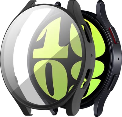 Strap-it Hard case hoesje met glas - geschikt voor Samsung Galaxy Watch 6 44mm - zwarte hoes met screenprotector
