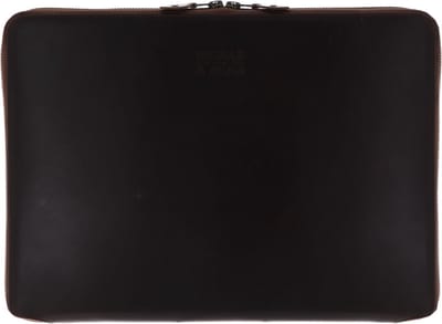 BUCKLE & SEAM Leren Laptoptas met laptopvak Ralph Blu Leather Laptop Case Brown Bruine