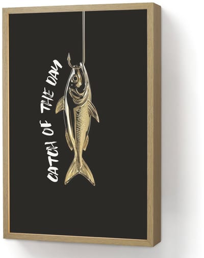 Wandlamp 40x60 cm - Oplaadbaar - Vis - Zwart - Goud - Tekst - Wandlampen binnen woonkamer - Slaapkamer lamp - Decoratieve nachtlamp - Vloerlamp draadloos