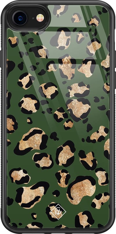 Casimoda® hoesje - Geschikt voor iPhone SE (2020) - Luipaard Groen - Luxe Hard Case Zwart - Backcover telefoonhoesje - Groen