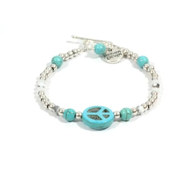 Heaven Eleven - dames - Armband - RVS - turkoois - turquoise - peace -4mm - 18cm