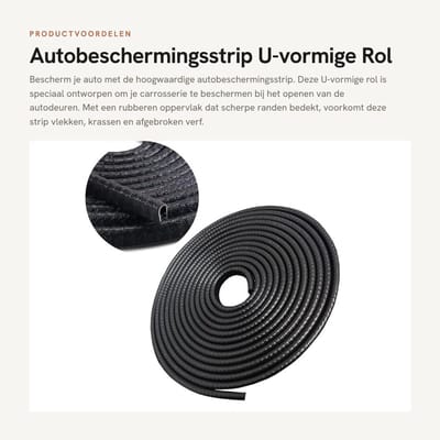 Dailygoods- Autobeschermingsstrip U-vormig - Rubber Deurstrip - Bescherming tegen Krassen - Eenvoudig te Installeren - 5 Meter Lang - Schokbestendig - Deurrubber