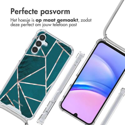 imoshion Hoesje - Geschikt voor Samsung Galaxy A15 (4G) / A15 (5G) - Design Hoesje met Koord - Petrol Green Graphic