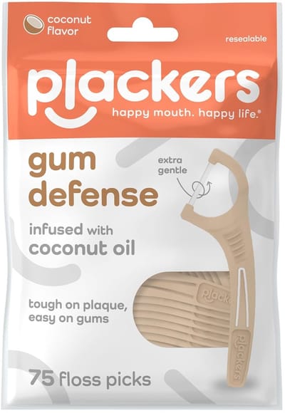 Plackers Gum Defense Floss Picks met Kokosolie - Floss Picks - Coconut Smaak - GentleFloss - 75 Stuks