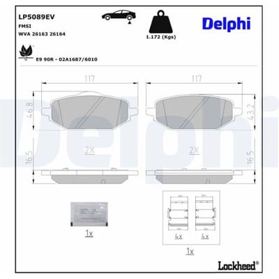 Remblokkenset, schijfrem DELPHI LP5089EV