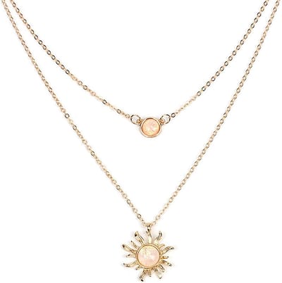 Ketting met Zon / Maan duo ketting goudkleur.