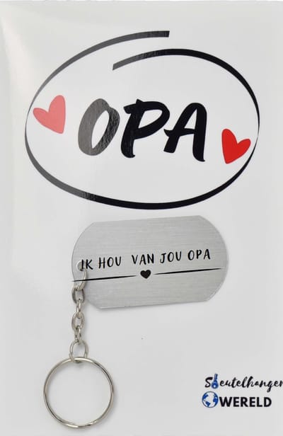 ik hou van jou opa Sleutelhanger inclusief kaart - Opa cadeau - grandpa - Leuk kado voor je opa om te geven - 2.9 x 5.4CM