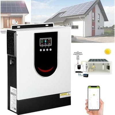 Hybride Omvormer - Zonne-energie Oplader - Off-grid Stroom - Pure Sinusgolf - 10.2KW - Zwart