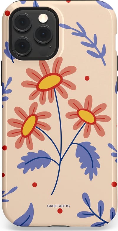 Casetastic hoesje geschikt voor Apple iPhone 12 / Apple iPhone 12 Pro - MagSafe - Dubbellaagse bescherming - Perzikbloem trio - Fashion Case - Lavendel Perzik Zand