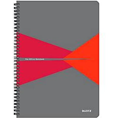 Leitz Office collegeblok, A4-formaat, 90 geruite vellen, 360° openend, spiraalbinding, kartonnen omslag, FSC®-gecertificeerd, rood