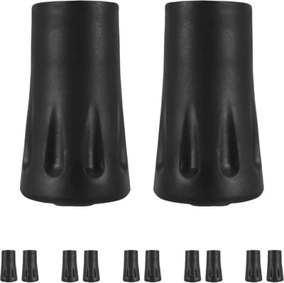 Wandelstok Pads - Trekking Doppen - Veilige Wandelingen - Extra Diep Profiel - 12 Stuks - Zwart