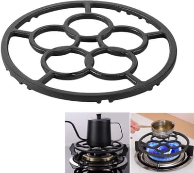 QTTVBTNA – 1 Stuk Gietijzeren Wokring – Antislip Pannendrager & Reductiering voor Gasfornuis – Geschikt voor Wok, Kleine Pannen & Moka Koffiepot – Hittebestendig – Ideaal voor Keuken, Camping en Gasbrander – 18,3 cm