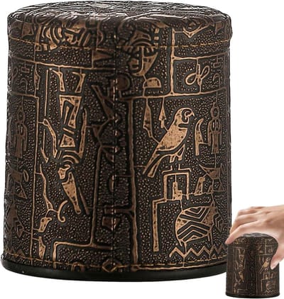 Dobbelbeker Set - Dobbelsteen Houder - Spel Entertainment - Egyptisch Patroon - 2 stuks - Zwart