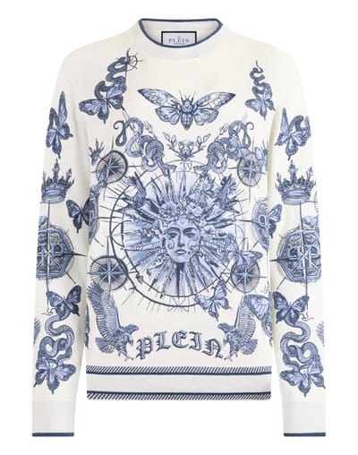 Round Neck Pullover Butterfly Tattoo
