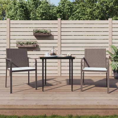 Tuinstoelen met kussens - Polyrotan stoelen - Buiten Zitten - Ergonomische rugleuning - 4 stuks - Bruin
